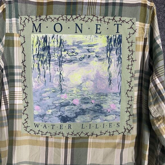 Upcycled Flannel Shirt Shacket Womens Large Boho Vintage Inspired Cottage Retro - Picture 2 of 4